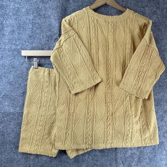 Sabo Knit Set Womens XS Yellow Cable Knit Stretch Shorts Sweater - Picture 1 of 7